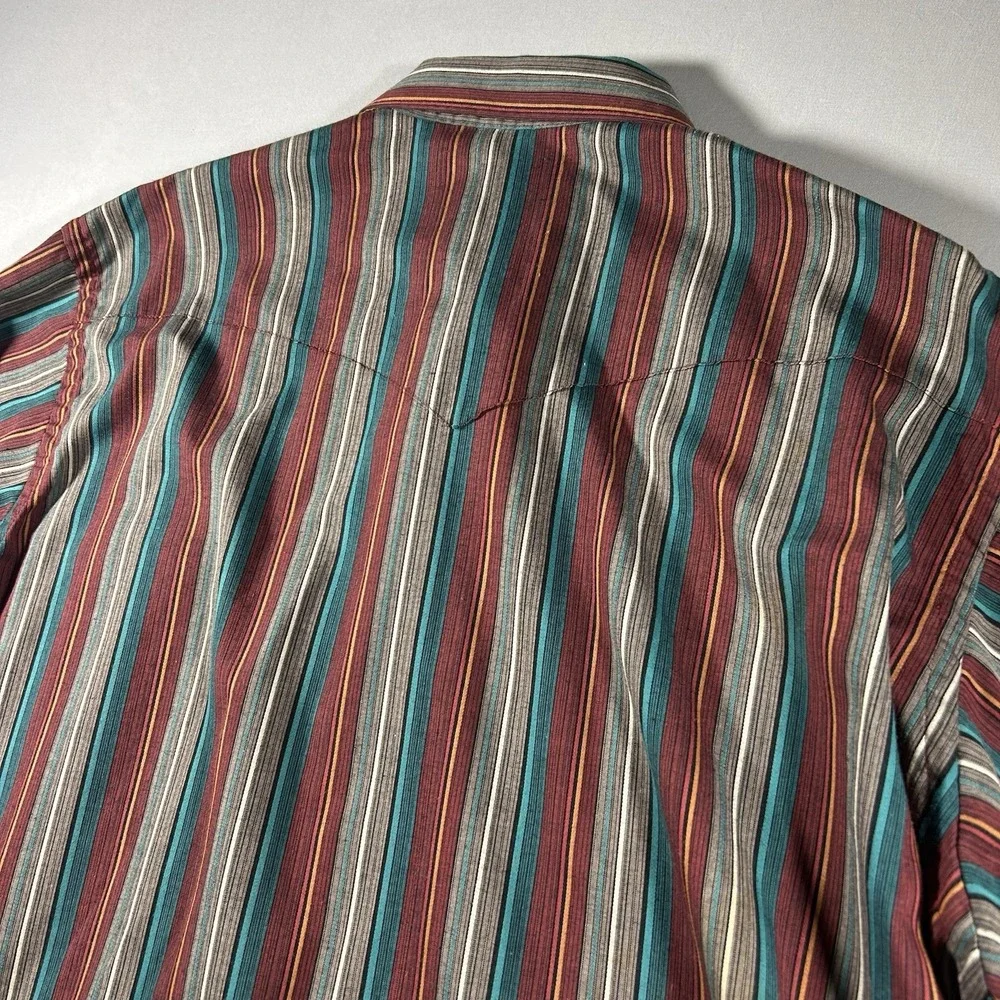 Mens Vintage Wrangler Cowboy Cut Pearl Snap Western Shirt XLT 17.5x36 USA